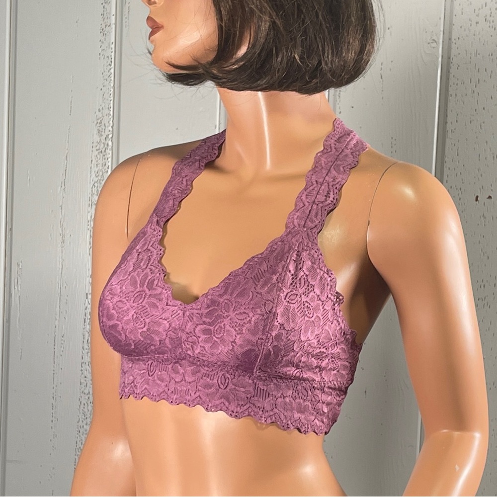 * Felina Women’s Light Purple Lace Racerback Bralette Sz M